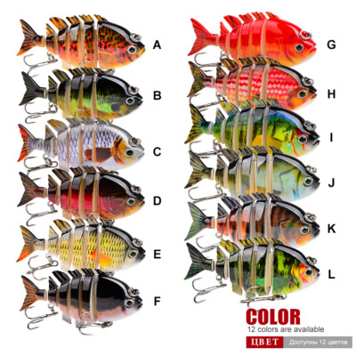 6-Segment Multi Jointed Fishing Lures 8cm/16g Fishing Bait Crankbait Hooks