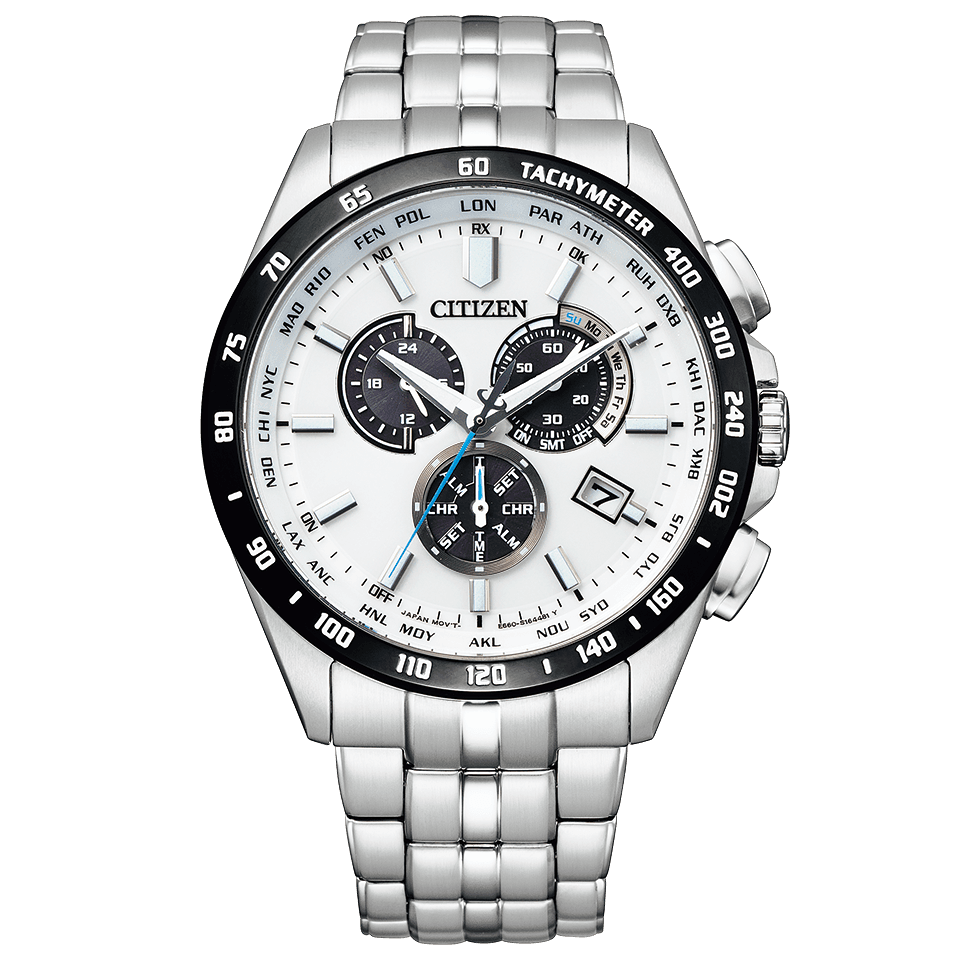 Pre-owned Citizen Collection Cb5874-90a Watch Eco-drive Chronograph White Black Panda