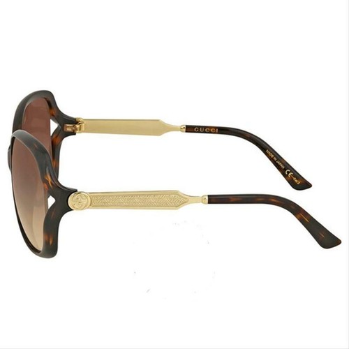 Pre-owned Gucci Gg0076s 003 Women Oval Sunglasses In Brown Frame W/brown Gradient Lens