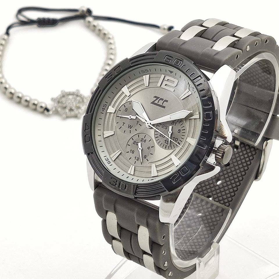 Orologio Polso ZCC 1863 Uomo Quarzo Elegante Moda Casual Nero Silver lac