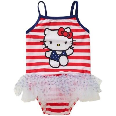 Hello Kitty - Baby / Toddler Patriotic Tutu Swim Suit - 6/9 Months - New