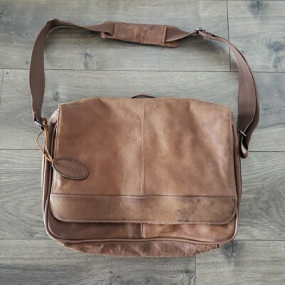 Wilson Rustic Brown Leather Messenger Laptop Computer Bag Briefcase Genuine 
