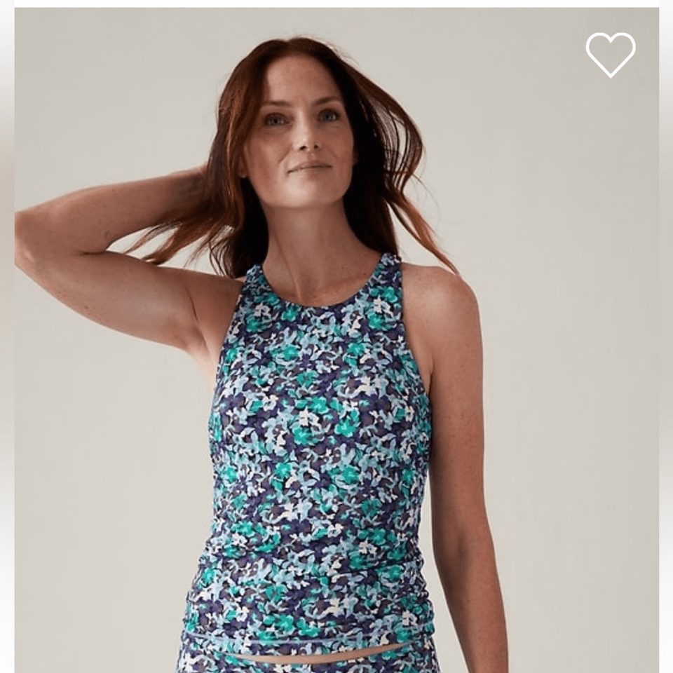 Бюстгальтер-танкини ATHLETA Maldives Cup 36 DD | Elysian с цветочным рисунком зеленого цвета #657735 НОВЫЙ
