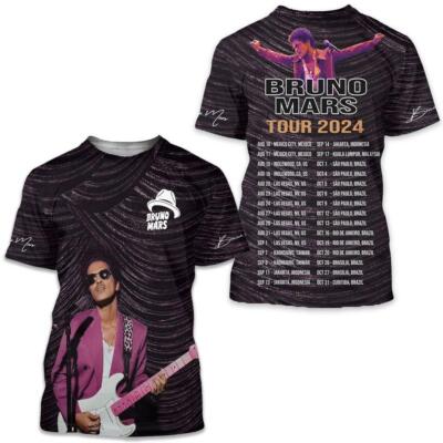 Bruno Mars Tour 2024 Worldwide Broken Heart 3D T Shirt N221046