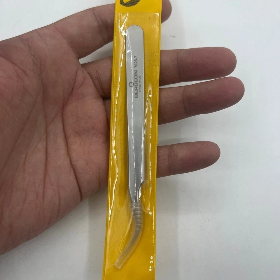 Bergeon 7026-7 Antimagnetic Tweezer Fine Curved Points Swiss Tool