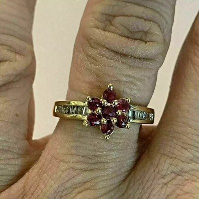 2CT Round Lab-Created Garnet Diamond Women's Wedding Ring 14K Yellow Gold Plated