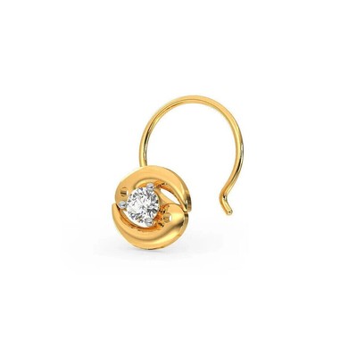 0.20 Round Lab Created Diamond beauty Piercing Nose Pin 14K Yellow Gold Plated