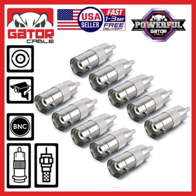 BNC Female Plug to RCA Male Coax Connector Adapter Converter for CCTV Camera 10X