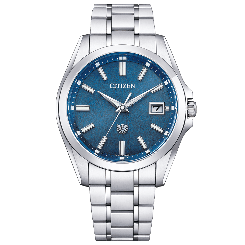 Pre-owned Citizen The  Aq4091-56m Eco-drive Titanium Indigo-dyed Japanese Paper Dial Watch