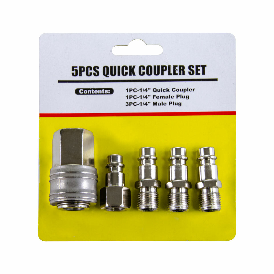 Set 5 Innesti Rapidi Per Tubo Aria 1/4 Connettori Quick Raccordi Compressore awe