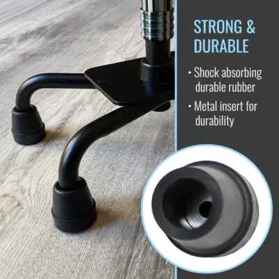 DMI Durable Replacement Quad Cane Tips, FSA and HSA Eligible 1/2 Inch, Pack of 4