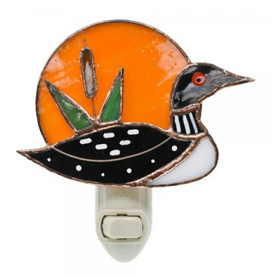 LOON SUNRISE STAINED GLASS NIGHTLIGHT NIGHT LIGHT GE259  