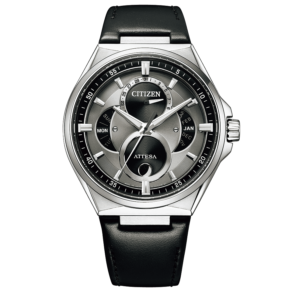 Pre-owned Citizen Attesa Bu0060-09h Eco-drive Triple Calendar Moon Phase Titanium Watch