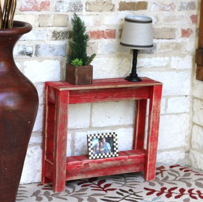 RED RUSTIC SIDE TABLE