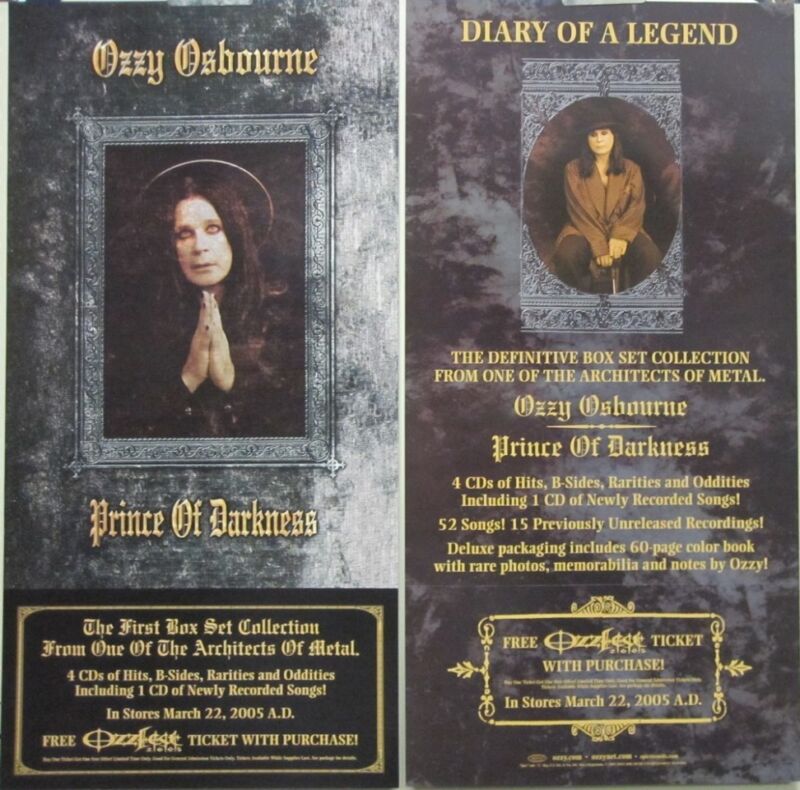 Ozzy Osbourne 2005 Prince Diary Epic Records 2 sided promo poster New Old Stock