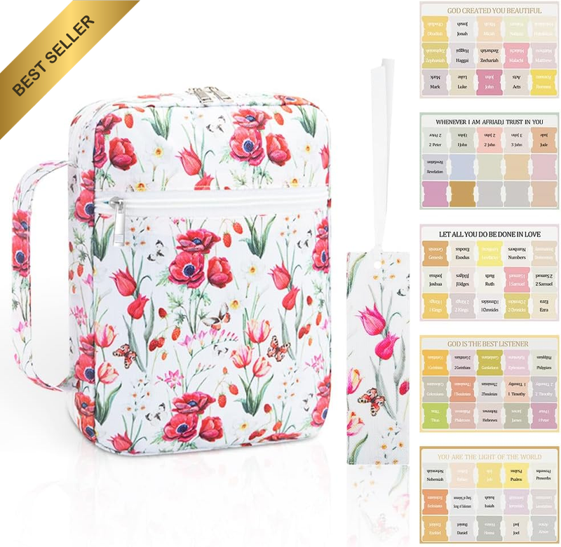 10.5 Inch Bible Cover with Bible Tabs, Large Bible Cases Bag Bible Holder for Wo