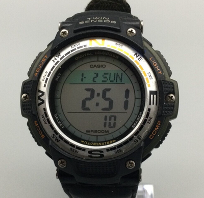 Casio Pathfinder Twin Sensor Watch Digital Black Gray 3157 SGW 100 New Battery F