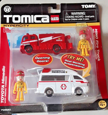 Tomica Hypercity Toyota Himedic w/Medic & Hino Fire Truck w/Firefighter (FD-28
