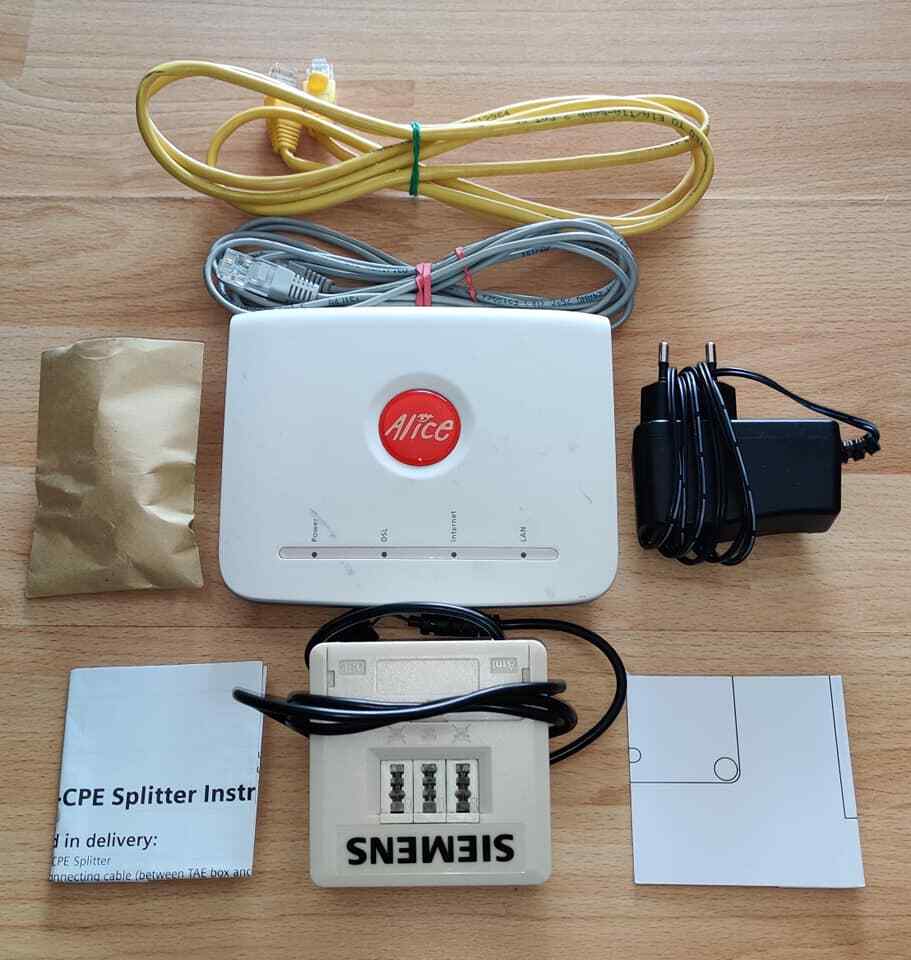Alice DSL Router WLAN Siemens Internet usw. komplett