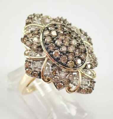 2Ct Lab Created Round Chocolate Diamond Cluster Engagement Ring 14K Gold Plated