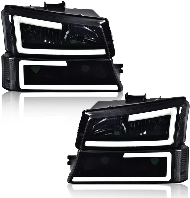 Headlight Left Right Set for 2003-06 Chevy Silverado 1500 2500 3500 No Cladding