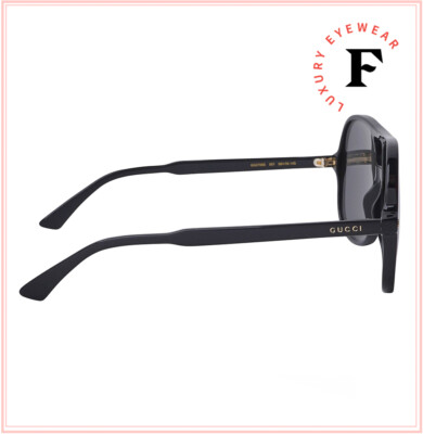 Pre-owned Gucci 0706 Black Gold Mirrored Oversized Unisex Retro Sunglasses Gg0706s 001 In Silver