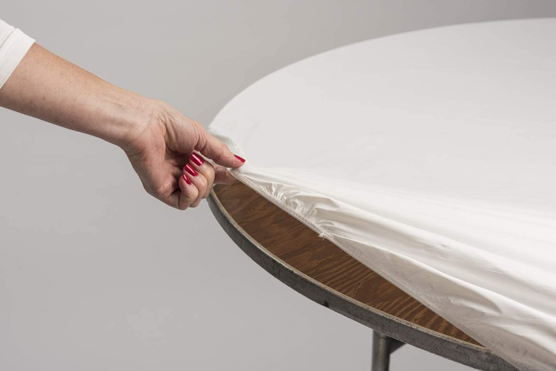 60" round Fitted Plastic Table Covers, Bundle of 5 (Black)