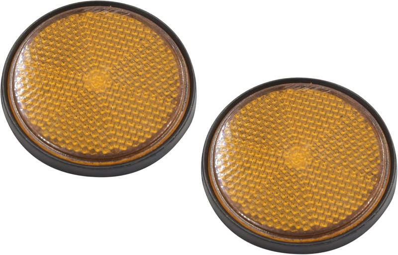 2Pcs 2.2 Inch Dia Motorcycle Scooter ATV round Reflective Reflectors Orange Blac