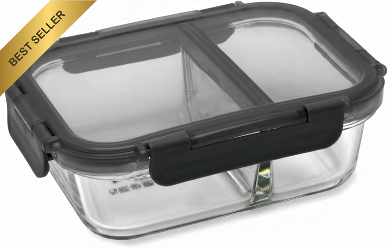 Meal Prep Divided Storage – Borosilicate Glass Containers with Snap Lock Lids fo