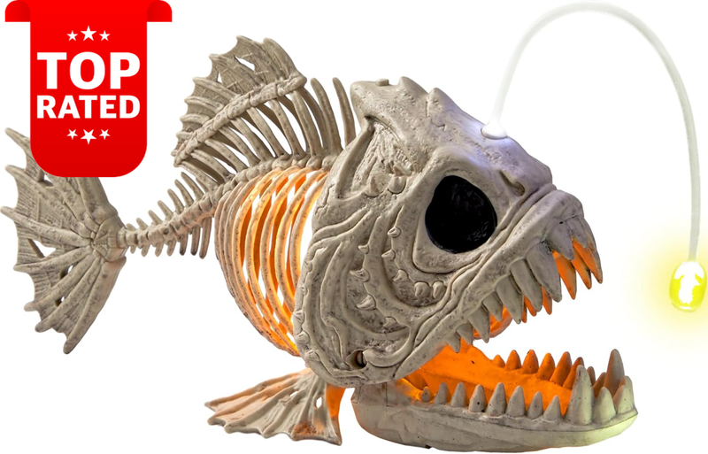 Halloween LED Skeleton Fish Lantern Plastic Bones Party Decor 10.2"