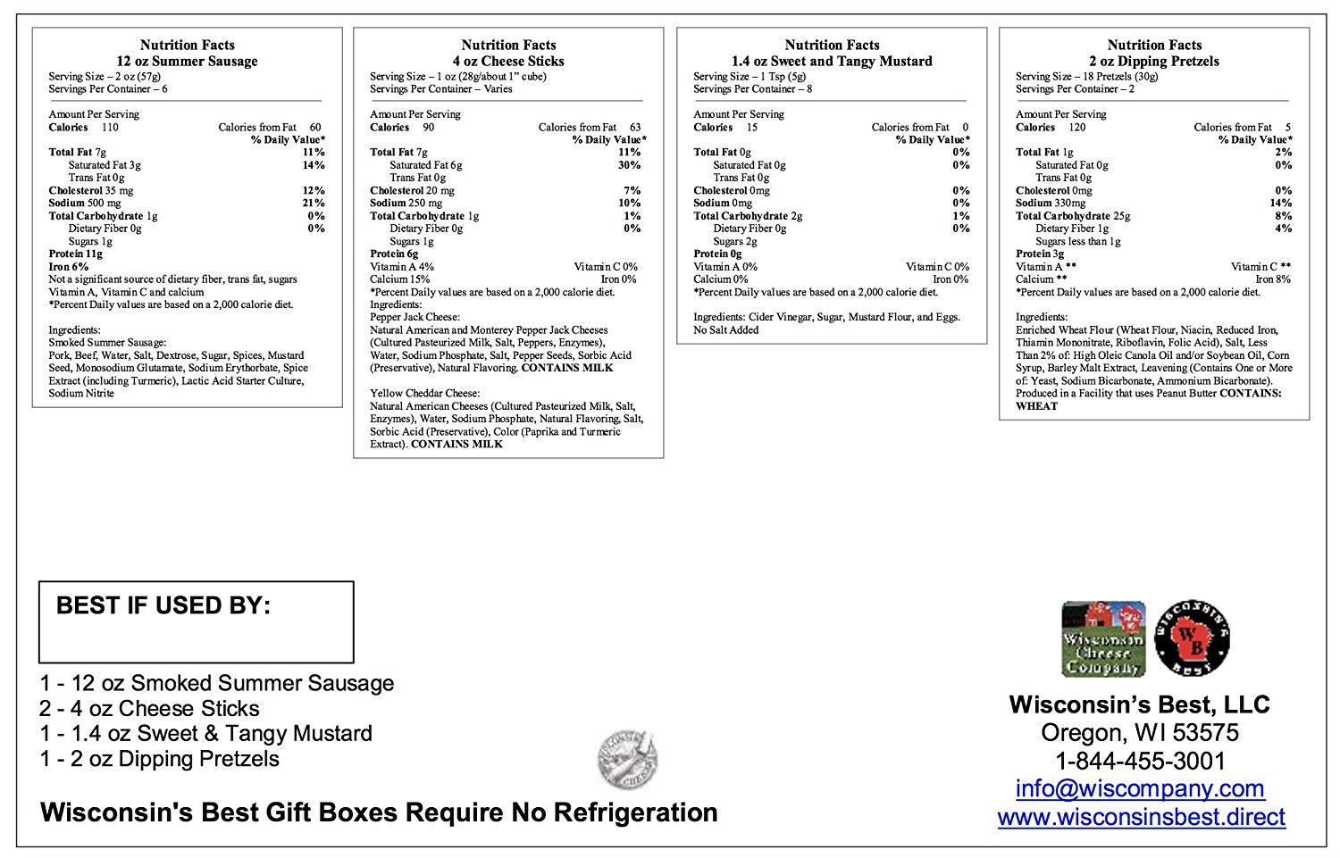 Wisconsin's Best Gourmet Cheese & Sausage, Dipping Gift Box,