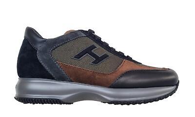 Pre-owned Hogan Men's Shoes Sneaker Interactive H Flock Hxm00n0q101s99429e Brown-grey In Grey Brown