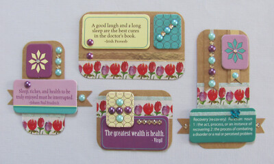 Pre-Made Pages Handmade Paper Pieces 4 Wellness Health Scrapbook Journals Cards