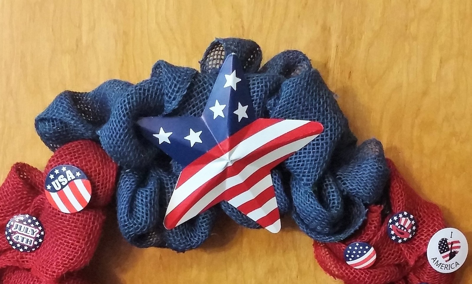 Rustic Country 4th of July Independence Day Patriotic Burlap Wreath America USA