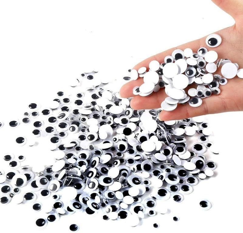 500 Pieces 6mm -12mm Black Wiggle Googly Eyes with Self-Adhesive Backs for DIY C