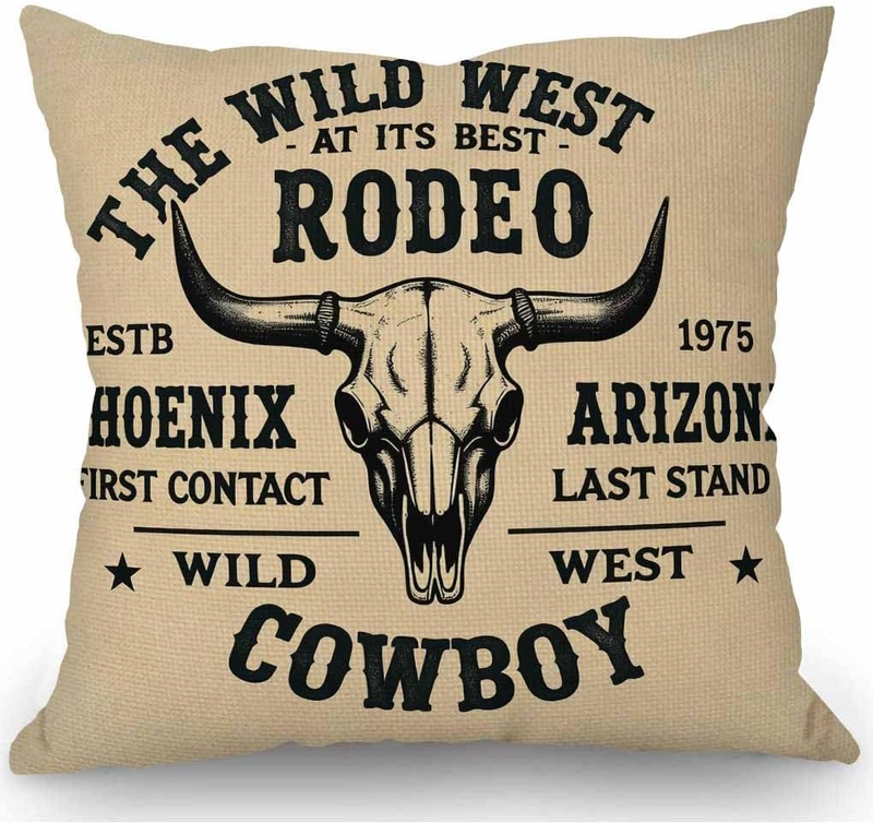 SSOIU Vintage Rodeo Cowboy Decorative Throw Pillow Covers 18X18 Inches Cotton Li