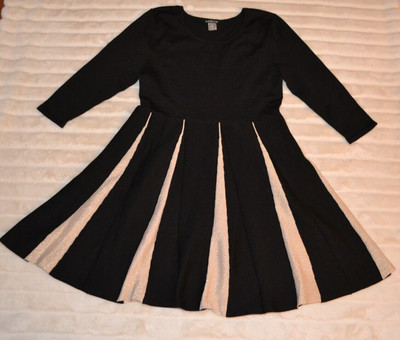 NWOT Venus black/gold 3/4 sleeve A-line Sweater dress, sz L