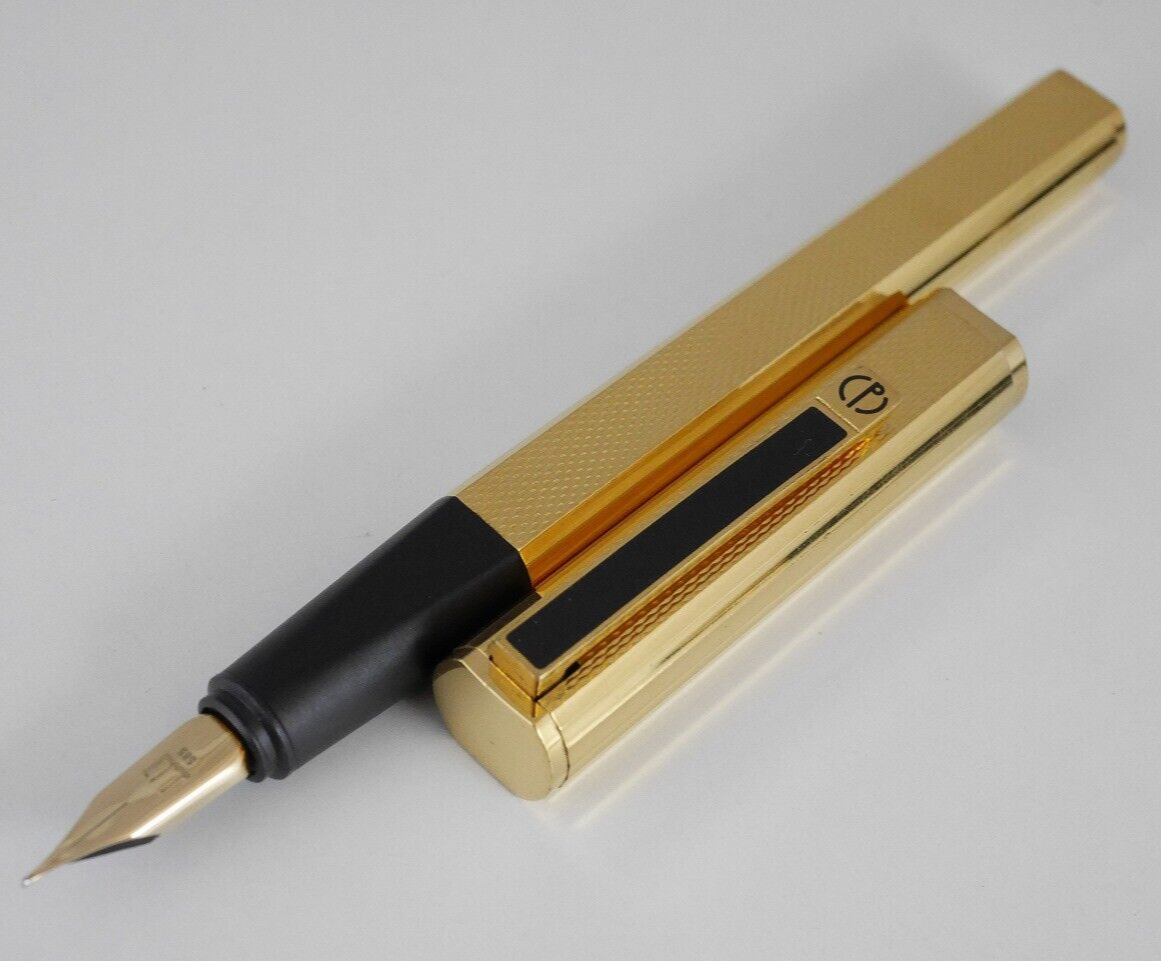 dunhill 万年筆 ゴールドクリップ付き 18k 中古)A.DUNHILL ダンヒル 万年筆 ライン ゴールドプレート EF