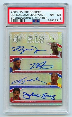 2008 SPx AUTO MICHAEL JORDAN LEBRON JAMES KOBE BRYANT ERVING GARNETT FRAZIER /6