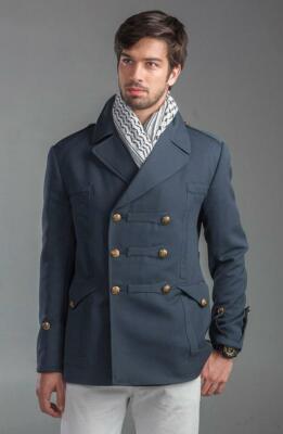 Pre-owned Blue 1960's Authentic Military Vintage Re-designed Gray  Flamboyant Wool Coat