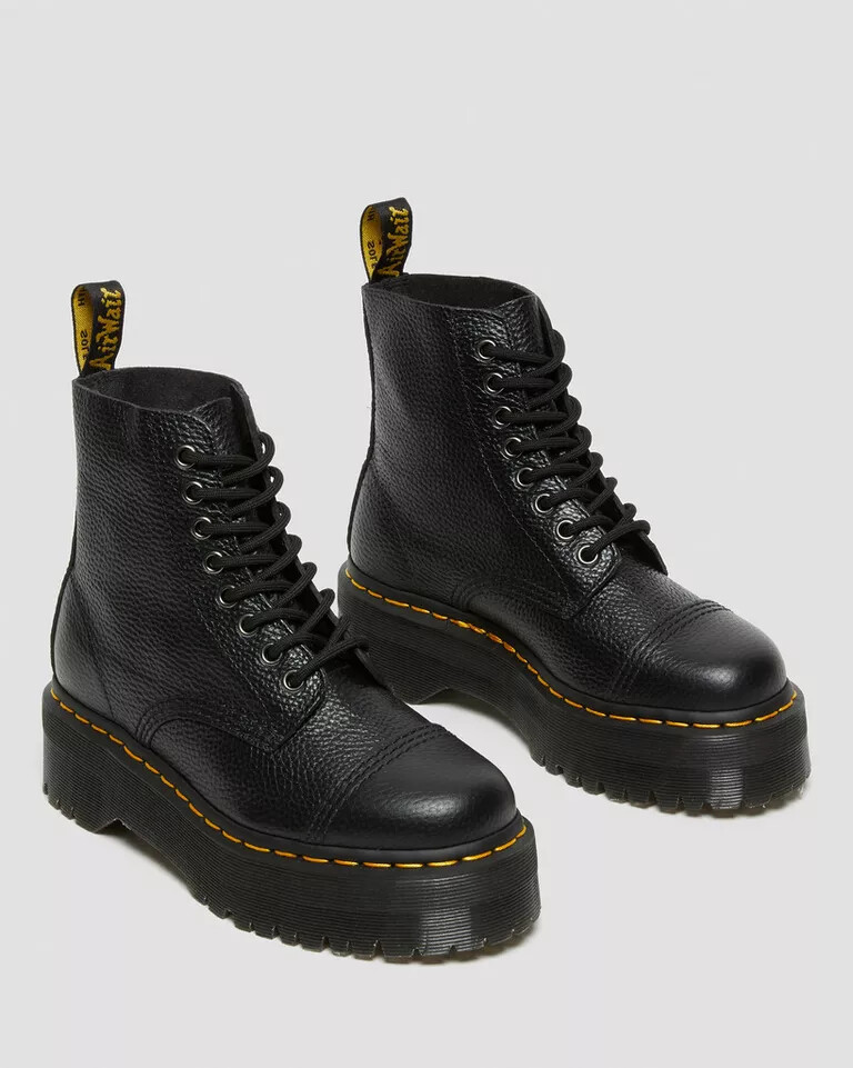 Pre-owned Dr. Martens Sinclaire Milled Nappa Leather Platform Boots Women's 22564001 In Black