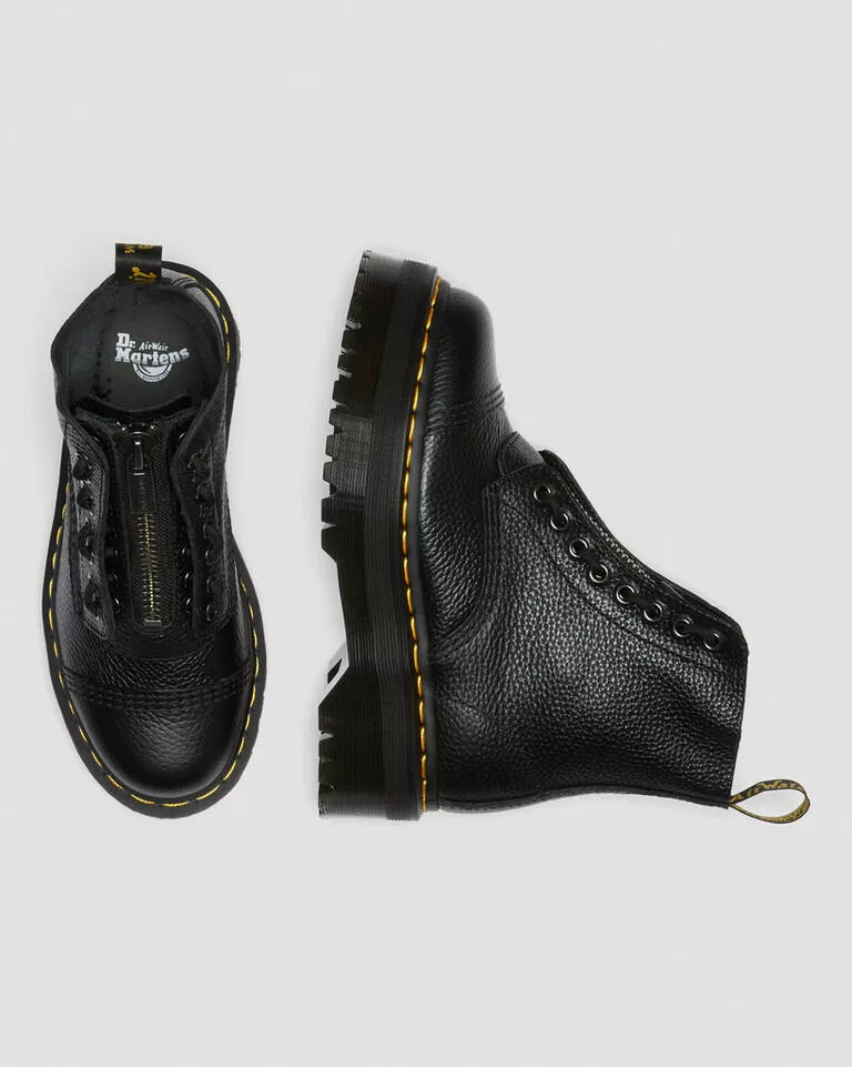 Pre-owned Dr. Martens Sinclaire Milled Nappa Leather Platform Boots Women's 22564001 In Black