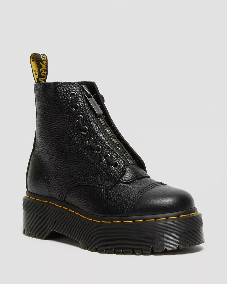 Pre-owned Dr. Martens Sinclaire Milled Nappa Leather Platform Boots Women's 22564001 In Black