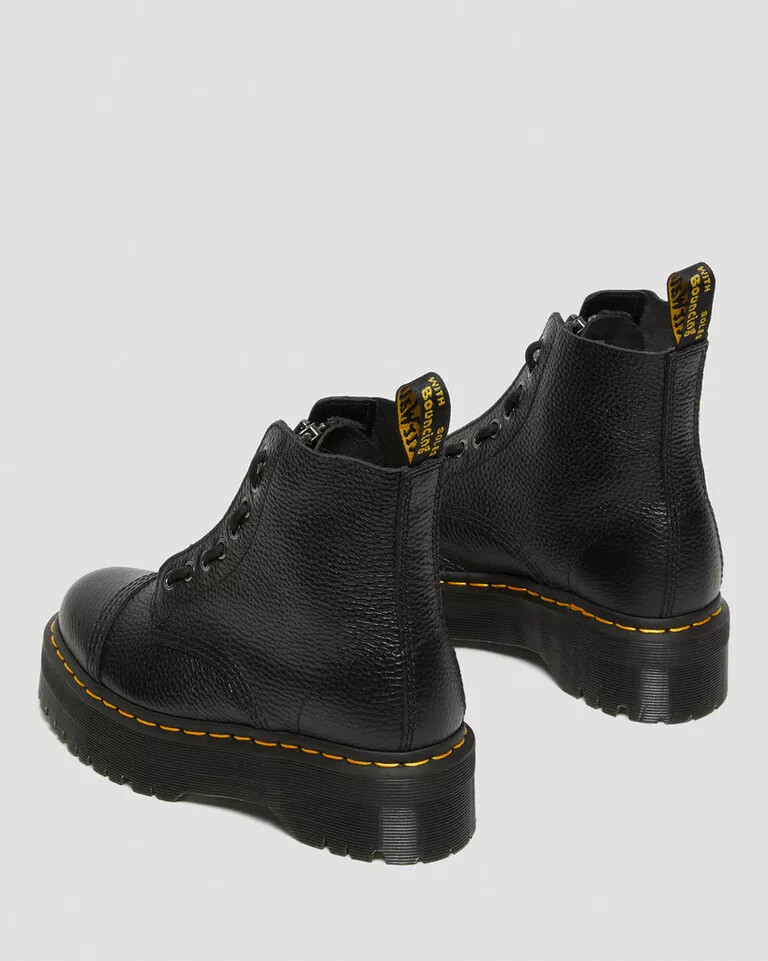 Pre-owned Dr. Martens Sinclaire Milled Nappa Leather Platform Boots Women's 22564001 In Black