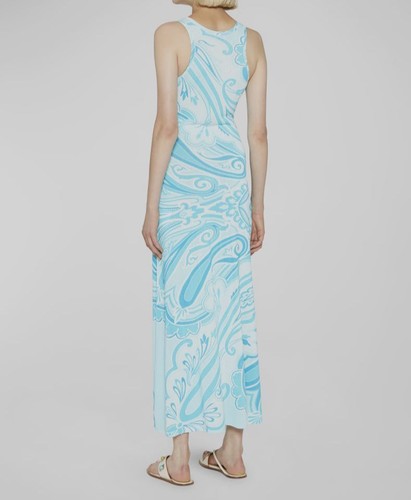 Pre-owned Etro $1990  Women's Blue Paisley Wave Knit Racerback Tank Dress Size 42