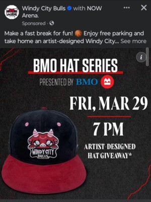Chicago Bulls BMO Hat Artist Series Windy City Bulls SGA 3/29/2024