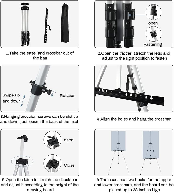 Art Artist Easel Stand for Painting:  Aluminum Metal Adjustable Easels for Paint