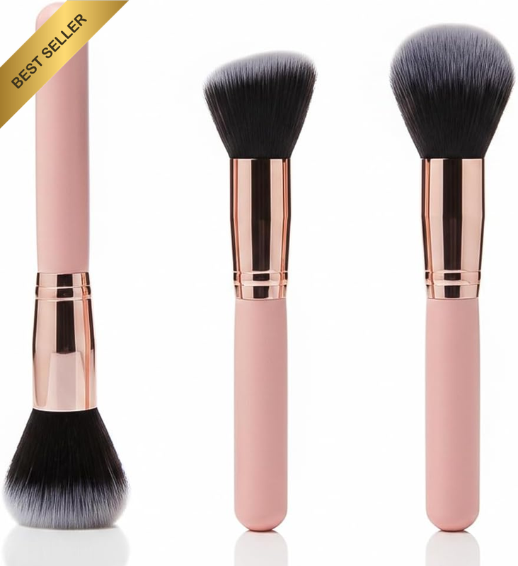 3 Pcs Professional Foundation Brush Set, Flat Top Makeup Brushes for Face & Body