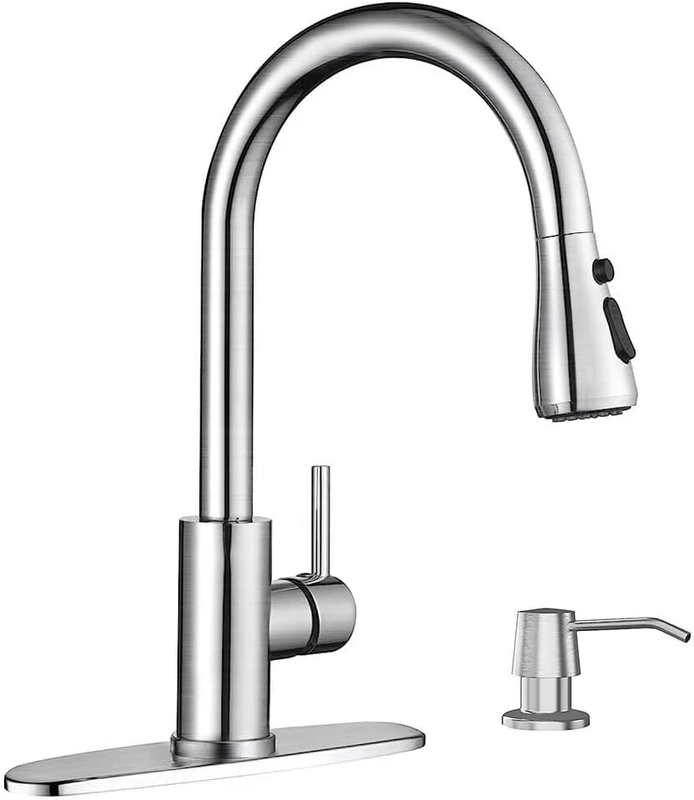 With Soap Dispenser, Solid Stainless Steel Kitchen Faucet With P
