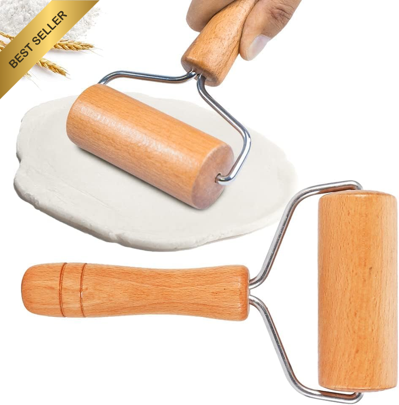 Non-Stick Rolling Pin and Wooden Dough Roller for Pizza Making and Dough Baking